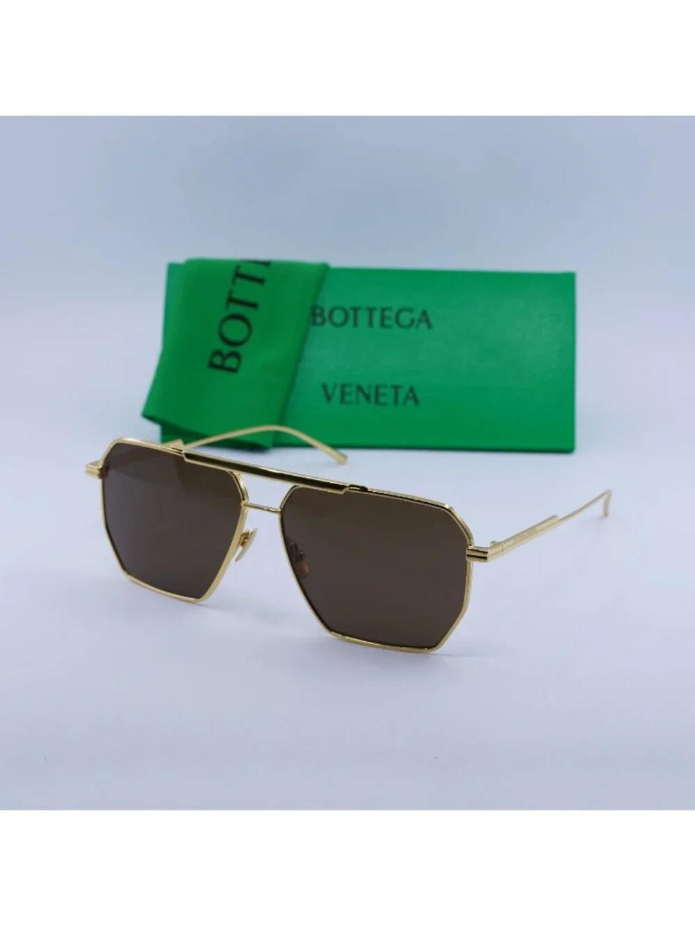 Bottega Veneta BV1012S 003 Aviator Sunglasses - Gold / Brown